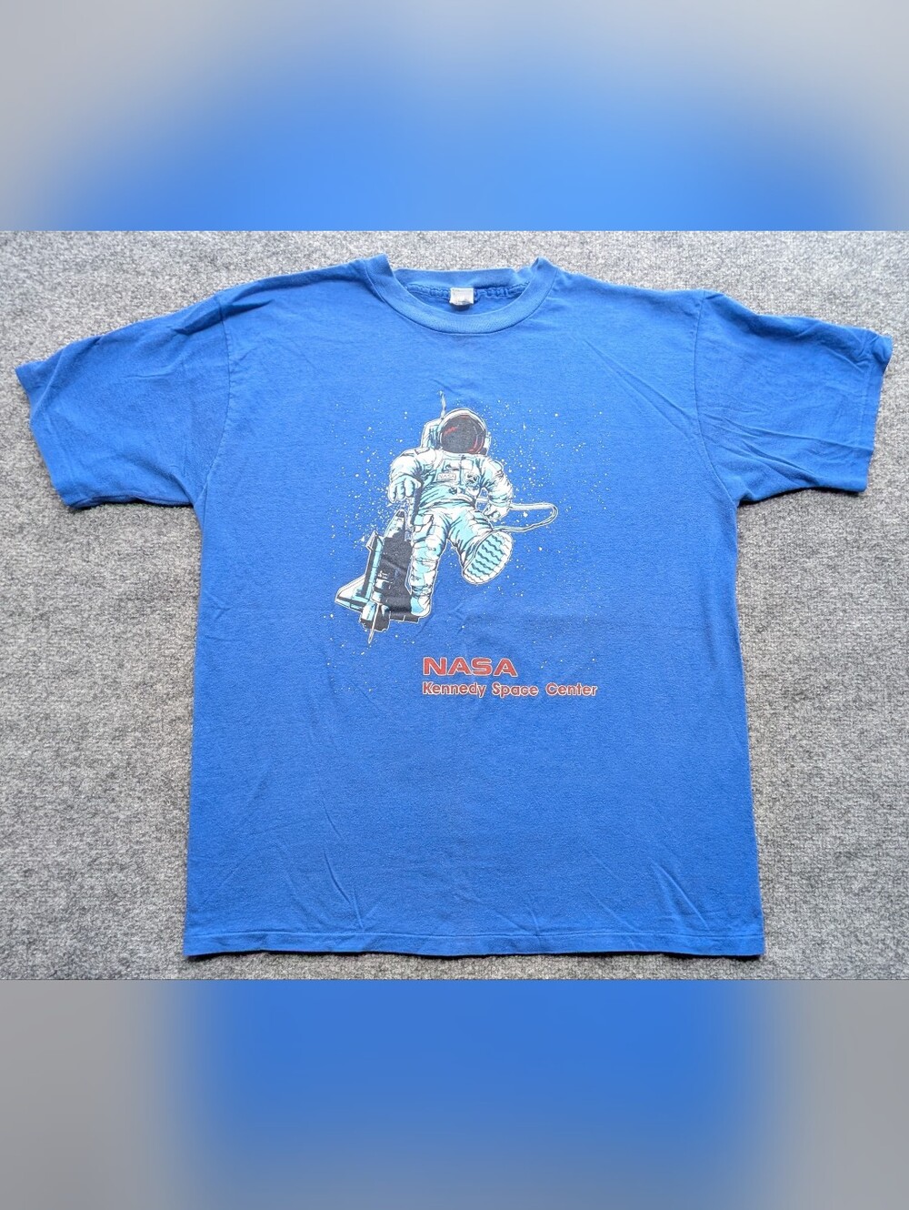 Kennedy Space Center Men's XL Blue 2-Sided T-Shirt Vintage NASA Astronaut